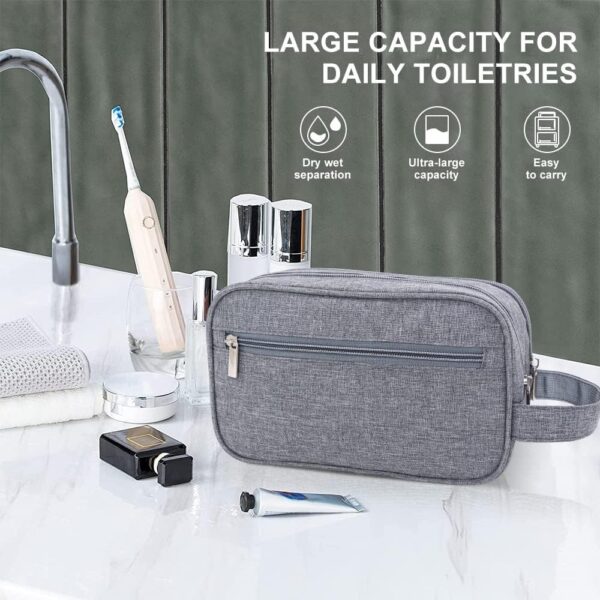 Travel Toiletry Bag for Men Hanging Dopp Kit Waterproof Shaving Bag Dry and Wet Dry Wet Separate Men Accessories Travel Pouch (B-Grey)