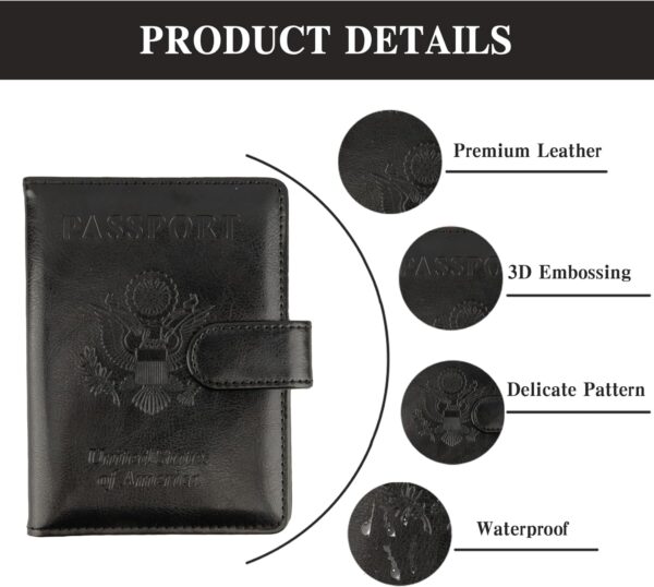 71LyzfUMTWL._AC_SL1500_.jpg Passport Holder for Travel, Leather Passport Holder, RFID Passport Cover Passport Wallet Premium Passport Case with Card Holder & Pen Slot Travel Must Haves Essentials for Women Men (Black)