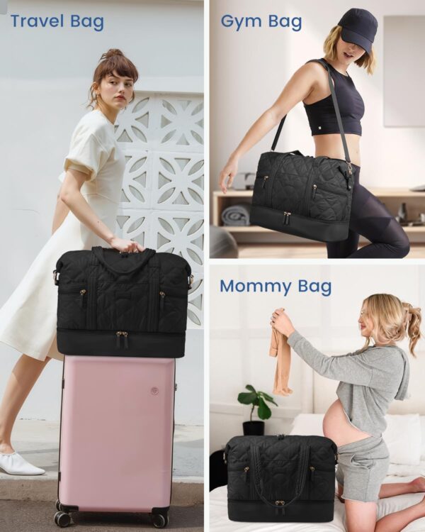 71MRPELIatL._AC_SL1500_.jpg LOVEVOOK Travel Duffle Bag, Lightweight Weekender Bags for Women with Shoe Compartment, Puffer Gym Bag Personal Item Travel Bag, Quilted Overnight Bags and Hospital Bag for Labor and Delivery, Black