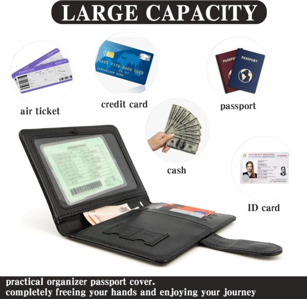 71MbOhT6aZL._AC_SL1500_.jpg Passport Holder for Travel, Leather Passport Holder, RFID Passport Cover Passport Wallet Premium Passport Case with Card Holder & Pen Slot Travel Must Haves Essentials for Women Men (Black)