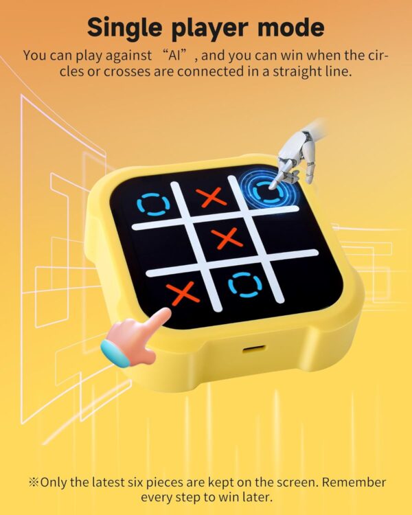 71MoXjKJ3zL._AC_SL1500_.jpg Tic Tac Toe Bolt Game, Electronic 4-in-1 Handheld Puzzle Game Console, Portable Infinite TicTacToe Travel Game for Educational and Memory Growth, Family, Toys Board Games for Kids and Adults