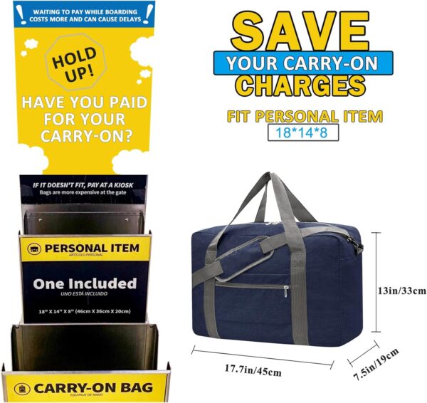For Spirit Airlines Personal Item Bag 18x14x8 Foldable Carry on Bags for Airplanes Travel Duffel Bags for Women and Men