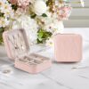 71Mxavyjl5L._AC_SL1500_.jpg Vlando Travel Jewelry Case - Mothers Day Gifts for Mom Grandma Wife - Small Jewelry Travel Organizer Box Travel Essentials Christmas Gift for Women Girl - Pink