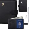 71N-W2S9XHL._AC_SL1500_.jpg GOAUS Passport Holder for Travel with Airtag Card Slots, Money Pocket, Women Men RFID Blocking Wallet Book Case Black