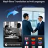 AI Language Translation Earbuds, OWS LCD Touchscreen Real-Time Translator for 144 Languages & Accents Includes Free Subscription Translation Device Earphones for Travel Business Learning, Black