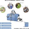 71NIXah8Y9L._AC_SL1500_.jpg Dimayar 40L Travel Duffle Bag for Men Women - Foldable Duffel Bag with Shoes Compartment - Overnight Bags Waterproof & Tear Resistant(Blue)
