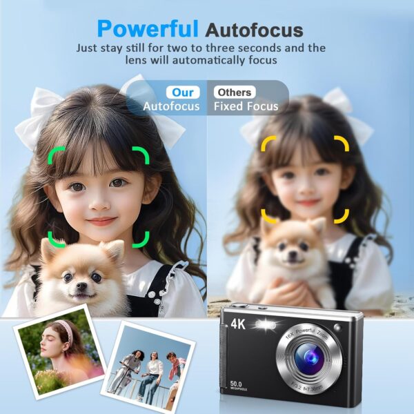 71Ne2g4Kk8L._AC_SL1500_.jpg 4K Digital Camera,Autofocus 50MP UHD Vlogging Camera for YouTube,Compact with 16X Digital Zoom Anti-Shake,Travel with 32GB Card, 2 Batteries for Beginners and Teens