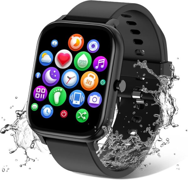 71NrPRCvFRL._AC_SL1500_.jpg Smart Watch for Men Women Compatible with iPhone Samsung Android Phone 1.83 inch Full Touch Screen IP68 Waterproof Bluetooh Fitness Tracker Heart Rate/Sleep Monitor, Black