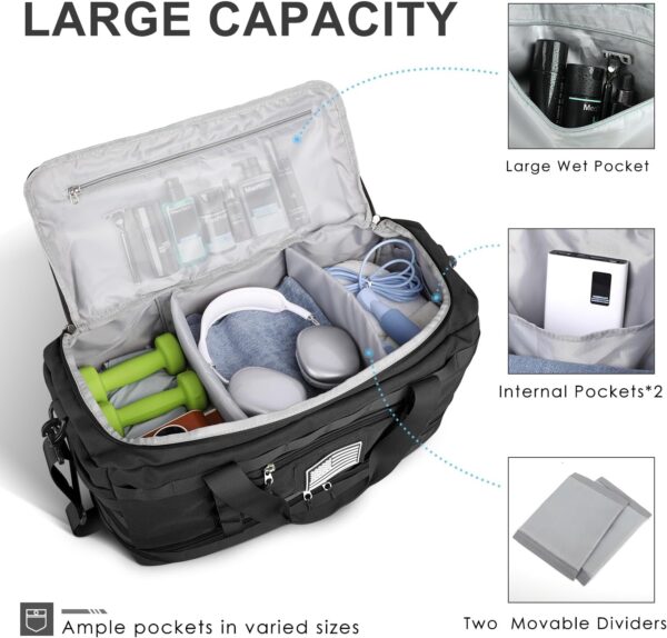 71OCz6tIsXL._AC_SL1500_.jpg ETRONIK Travel Bag for Men Women, Gym Bag & Tactical Duffle Bags for Travel, Carry on with Toiletry Bag and Shoe Compartment, Weekender Overnight Trip with Wet Pocket for Workout Medical, Black