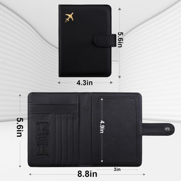 71PGpRr2jsL._AC_SL1500_.jpg GOAUS Passport Holder for Travel with Airtag Card Slots, Money Pocket, Women Men RFID Blocking Wallet Book Case Black