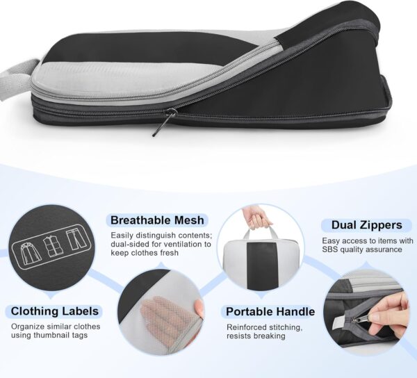 71POfHqWnnL._AC_SL1500_.jpg 10 Set Compression Packing Cubes for Travel Essentials,Compressible Expandable Packing Cubes for Suitcase,OlarHike Luggage Organizer Bags for Travel,Handy Helper for Organizing Clothes(Black)