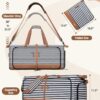 71PloiQ2NPL._AC_SL1500_.jpg Lekesky Foldable Travel Duffle Bag for Women, 60L Large Duffel Bag with Separate Shoes Compartments & Straps, Carry On Weekend Bag for Women, Hospital, Overnight (Blue Stripes)