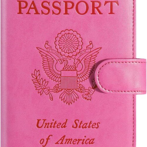 71Q-LB5K-tL._AC_SL1300_.jpg Passport Holder Cover Wallet RFID Blocking Leather Card Case Travel Accessories for Women Men (Pink)