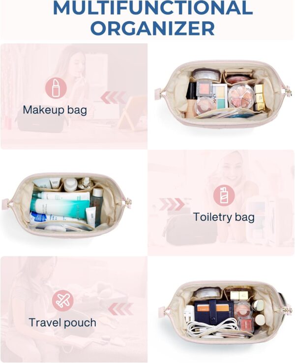 71QFZLqjlFL._AC_SL1500_.jpg BAGSMART Makeup Bag Travel Toiletry Bag, Puffy Padded Make Up Bags for Women Makeup Organizer Case, Wide-open Pouch Purse Travel Essentials Toiletries Accessories Brushes, Pink