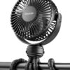 71Qix2av1yL._AC_SL1500_.jpg Gaiatop Mini Portable Stroller Fan, Battery Operated Small Clip on, Detachable 3 Speed Rechargeable, 360° Rotate Flexible Tripod Better Cooling for Car Seat Crib Treadmill Travel Black