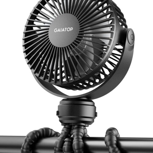 71Qix2av1yL._AC_SL1500_.jpg Gaiatop Mini Portable Stroller Fan, Battery Operated Small Clip on, Detachable 3 Speed Rechargeable, 360° Rotate Flexible Tripod Better Cooling for Car Seat Crib Treadmill Travel Black
