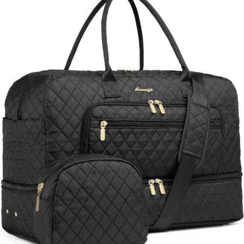71Qt5mSkCQL._AC_SL1200_.jpg Large Women Travel Duffle Bag – Carry on Overnight Bag Weekend Travel Duffel Tote Bag Yoga Gym Bag with Wet Pocket Toiletry Weekender Overnight Bag for Travel Business Trips Sport Hospital Black