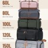 71RXB5MS7vL._AC_SL1500_.jpg Lekesky Foldable Travel Duffle Bag for Women, 60L Large Duffel Bag with Separate Shoes Compartments & Straps, Carry On Weekend Bag for Women, Hospital, Overnight (Blue Stripes)