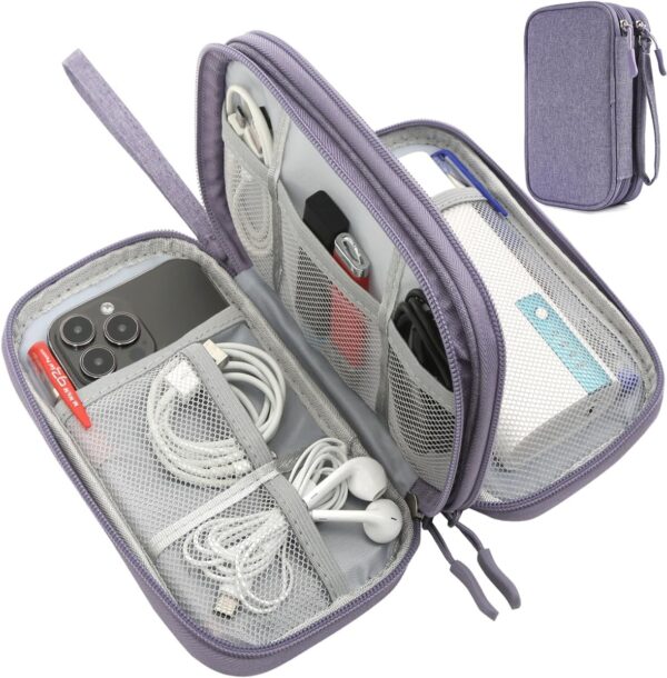 71ReGEF9oXL._AC_SL1200_.jpg Travel Electronic Organizer Pouch Bag, Waterproof Portable Electronic Accessories Storage Multifunctional Case for USB, Cable, Cord, Charger, Phone, Power Bank, Earphone (Purple, Large)