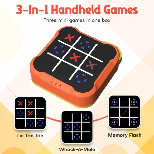 Tic Tac Toe Bolt Game, Handheld Electric Puzzle Game Console, Gift Ideal for Kids and Adults' Birthday, Electronic Board Games for Educational and Memory Growth, Portable Travel Games for Car Ride