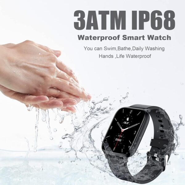 71SCNsoc7zL._AC_SL1500_.jpg Smart Watch for Men Women Compatible with iPhone Samsung Android Phone 1.83 inch Full Touch Screen IP68 Waterproof Bluetooh Fitness Tracker Heart Rate/Sleep Monitor, Black