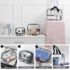 71SjUX6m-6L._SL1200_.jpg 3Pcs Crystal Clear PVC Travel Toiletry Bag Kit for Women Men, Waterproof Vinyl Organizer Makeup Bags with Zipper Handle Straps, Cosmetic Bag Pouch Carry on Airport Airline Compliant Bag Handbag
