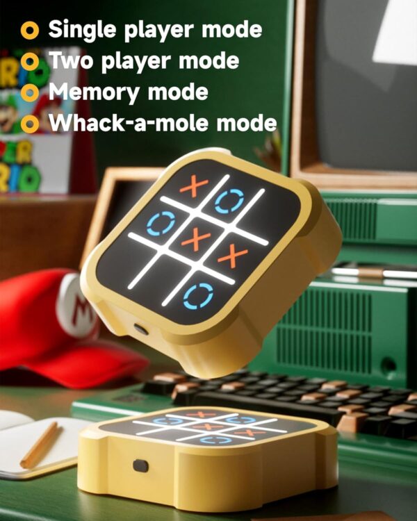 71SlH5h4WnL._AC_SL1500_.jpg Tic Tac Toe Bolt Game, Electronic 4-in-1 Handheld Puzzle Game Console, Portable Infinite TicTacToe Travel Game for Educational and Memory Growth, Family, Toys Board Games for Kids and Adults