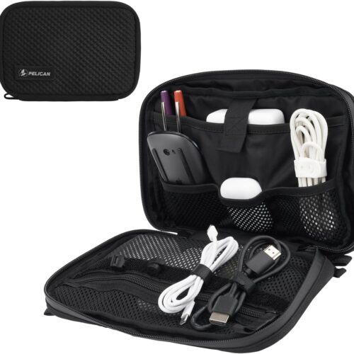 71TGEbs1MDL._AC_SL1500_.jpg Pelican Electronic Organizer Travel Case – Portable Storage Bag with Multiple Storage Mesh Pockets for Cables, Chargers, Power Bank, AirPods – Cord Organizer and Airplane Travel Essentials Bag – Black