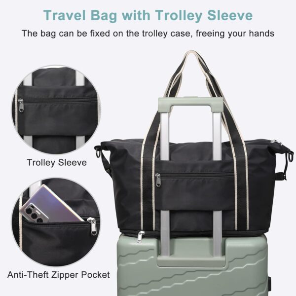 71THzJa2Y9L._AC_SL1500_.jpg DMLuna Travel Duffel Bag, Tote Sports Gym Bag, Shoulder Overnight Weekender Bag for Women & Men, Hospital bag, Expandable Duffel Bag with Trolley Sleeve/Wet Pocket