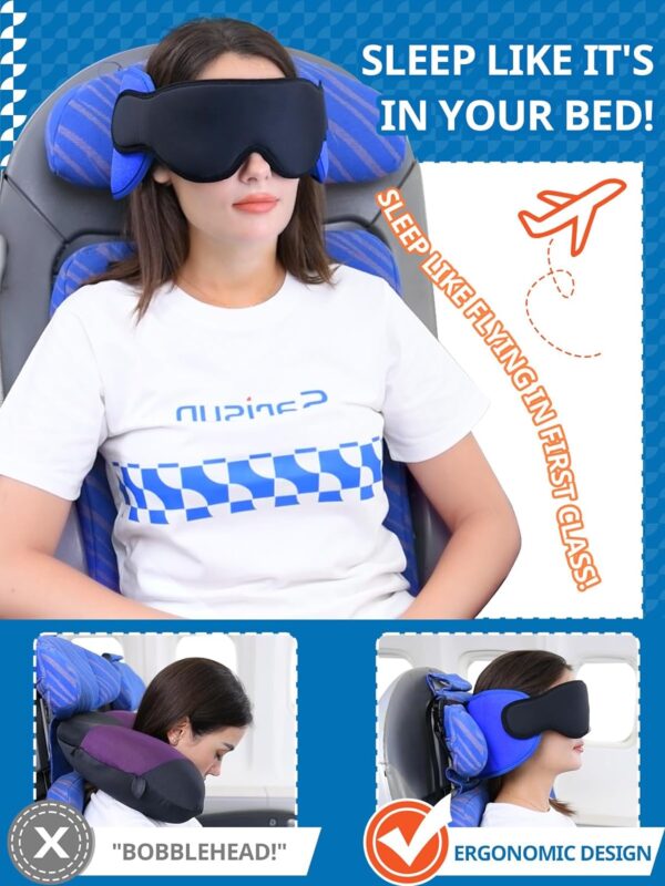71TXoWlwQCL._AC_SL1500_.jpg Travel Pillows for Airplanes, Airplane Pillow for Long Flight, Airplane Head Strap with Eye Mask for Sleep, Travel Neck Pillow for Car Road Trip, 360° Support Headrest, Stop Bobblehead, Black