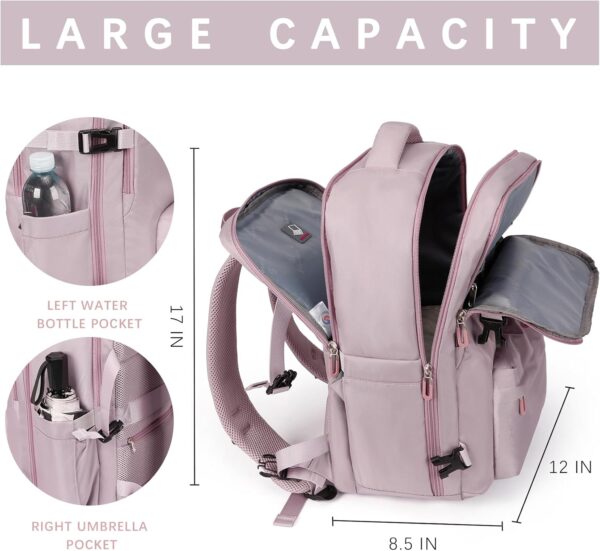 SHRRADOO Travel Laptops Backpack for Women Men, Casual Work Bag 17inch Backpack Airline Approved Backpack for Hiking Business (Pink khaki)
