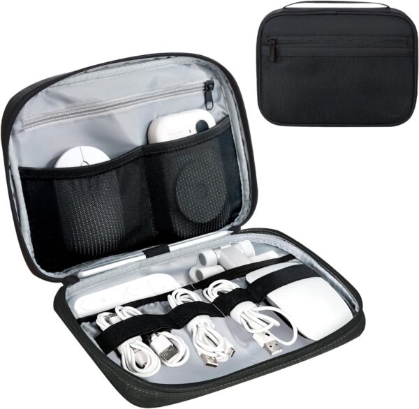 71UHCO1ZTsL._AC_SL1500_.jpg Electronics Organizer Bag, Portable Cable Organizer Case Travel Electronic Accessories Storage Case - Travel storage bag for Cables, Chargers, Phone, SD Cards - Black