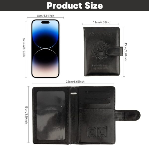 71VOaxDJYkL._AC_SL1500_.jpg Passport Holder for Travel, Leather Passport Holder, RFID Passport Cover Passport Wallet Premium Passport Case with Card Holder & Pen Slot Travel Must Haves Essentials for Women Men (Black)