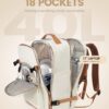 LOVEVOOK Travel Backpack for Women Men as Personal Item Flight Approved, 40L Luggage Carry On Backpack,17.3inch Large Daypack Laptop Backpack Waterproof Outdoor Sports with 3 Packing Cubes,Beige-Brown