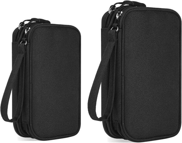 Electronics Organizer Travel Case, 2 Pack Electronic Accessories Carry Case, Waterproof Cable Organizer Bag for Cable, Cord, USB Charger, Phone, Power Bank, Earphone (Small+Big, Black)