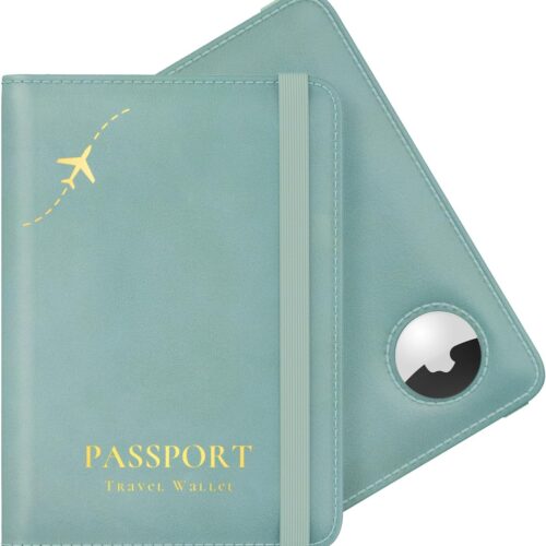 71WgduPlq8L._AC_SL1500_.jpg Stouchi AirTag Passport Holder, Cute Passport Holder with Airtag Slot, RFID Passport Wallet Cover for Women, Family Leather Passport Protector Case, Anti-Lost Travel Essentials, Sky Blue