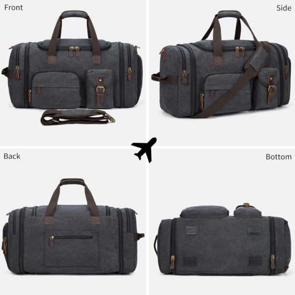 71X8O2ona2L._AC_SL1500_.jpg Mens Duffle Bag for Travel 3Pcs Set Travel Bags for Men 60L Expandable Canvas Bag (Dark Gray)