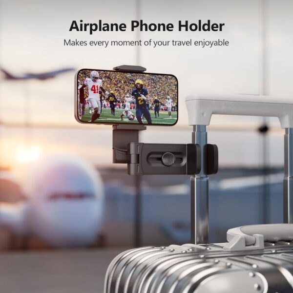 71XHWRussIL._AC_SL1500_.jpg MiiKARE Airplane Travel Essentials Phone Holder, Universal Handsfree Phone Mount for Flying with 360 Degree Rotation, Accessory for Airplane, Travel Must Haves Phone Stand for Desk, Tray Table