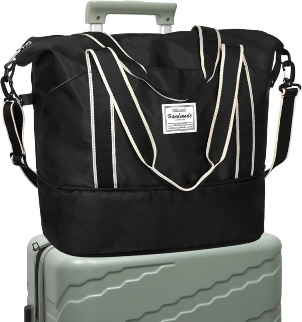 71XUQo75OqL._AC_SL1500_.jpg DMLuna Travel Duffel Bag, Tote Sports Gym Bag, Shoulder Overnight Weekender Bag for Women & Men, Hospital bag, Expandable Duffel Bag with Trolley Sleeve/Wet Pocket