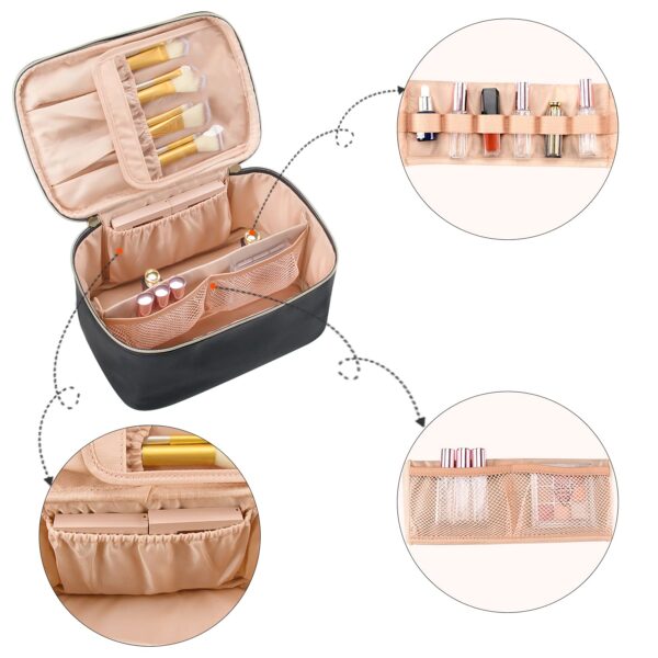 71Y-FIYPw6L._SL1500_.jpg OCHEAL Makeup Bag, Portable Cosmetic Bag, Large Capacity Travel Makeup Case Organizer, Black For Women Toiletry Bag for Girls Traveling With Handle and Divider