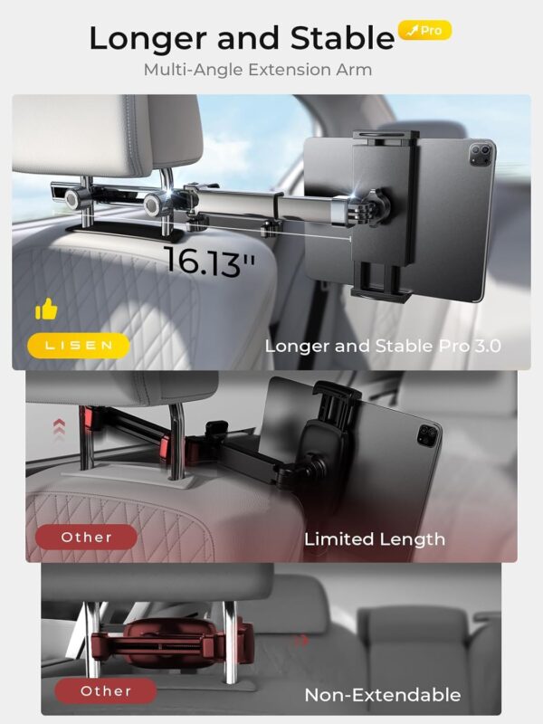 71YQLOtVkL._AC_SL1500_.jpg LISEN 3 in 1 for iPad Holder for Car Accessories for Women Interior Road Trip Essentials Camping Tablet Holder Backseat Car Organizer Car TV for Backseat Headrest iPad Car Mount Kids Fire Tablet