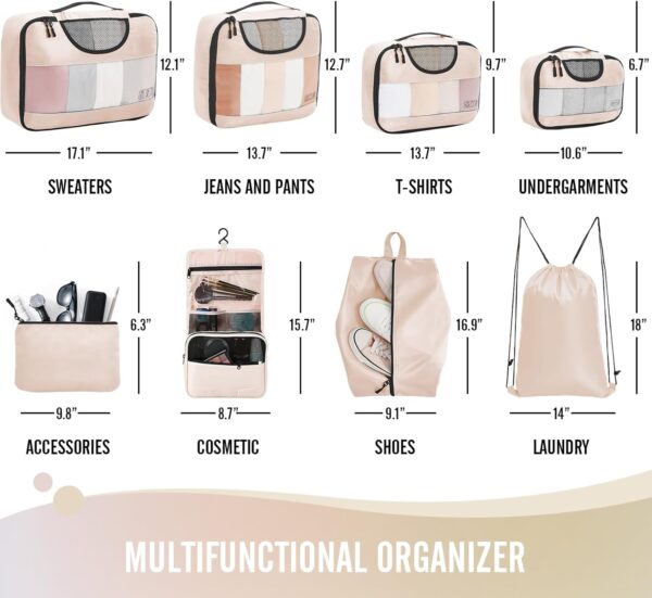 71ZsTRLblUL._AC_SL1500_.jpg Veken 8 Set Packing Cubes, Travel Gifts for Women Mom, Carry on Suitcase Organizer Bags with Hanging Toiletry Bag and Large Laundry Bag, Travel Essentials Luggage Accessories for Cruise Ship