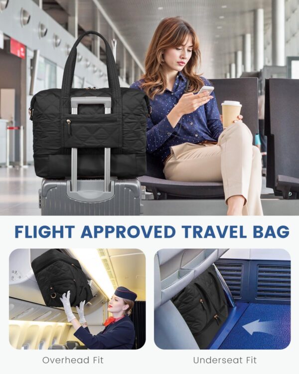 71ZunrqUINL._AC_SL1500_.jpg LOVEVOOK Travel Duffle Bag, Lightweight Weekender Bags for Women with Shoe Compartment, Puffer Gym Bag Personal Item Travel Bag, Quilted Overnight Bags and Hospital Bag for Labor and Delivery, Black
