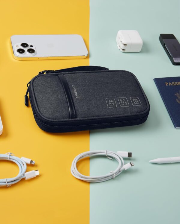 71a9MWyBSiL._AC_SL1500_.jpg BAGSMART Cord Organizer Travel Cable Organizer Bag Tech Electronic Organizer Travel Case, Travel Essentials for Charger, Cable, Phone, Flash drive, Single Layer - Black