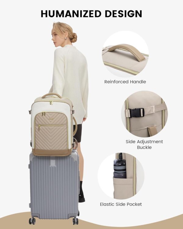 71ahZ8DnL8L._AC_SL1500_.jpg LOVEVOOK Large Travel Backpack for Women, TSA Carry on Backpack for Airplanes, 40L Personal Item Travel Bag for Women fits 17" Laptop,Waterproof Carry on Bag Airplane Approved with 3 Packing Cubes
