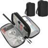 Electronics Organizer Travel Case, 2 Pack Electronic Accessories Carry Case, Waterproof Cable Organizer Bag for Cable, Cord, USB Charger, Phone, Power Bank, Earphone (Small+Big, Black)