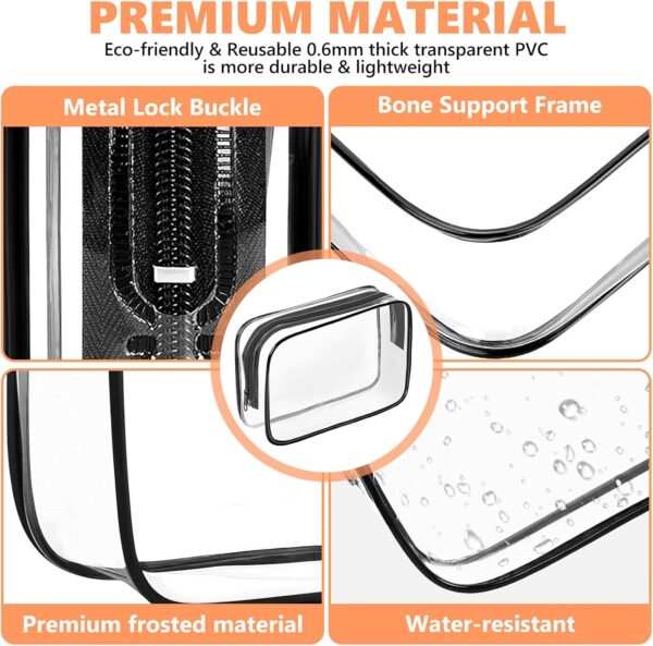 AURUZA 4 Pack Clear Toiletry Bag, Portable Travel Makeup Pouch with Zipper, TSA Approved Organizer, PVC Cosmetic for Airport Airline Compliant