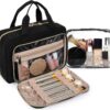 BAGSMART Toiletry Bag Hanging Travel Makeup Organizer with TSA Approved Transparent Cosmetic Bag Makeup Bag for Full Sized Toiletries, Medium-Black