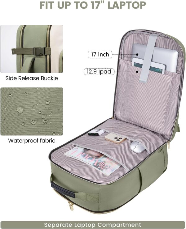 71broplGhxL._AC_SL1500_.jpg LOVEVOOK 40L Travel Backpack for Women & Men, Large Carry on Backpack for Airplanes with 3 Packing Cubes, TSA Personal Item Travel Bag fits 17" Laptop, Waterproof Weekender Essentials Airline Approved