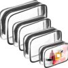 AURUZA 4 Pack Clear Toiletry Bag, Portable Travel Makeup Pouch with Zipper, TSA Approved Organizer, PVC Cosmetic for Airport Airline Compliant